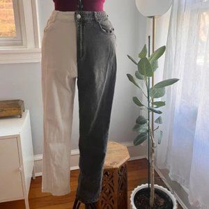 Shein Black And White Color Block Mom Jeans Size 4